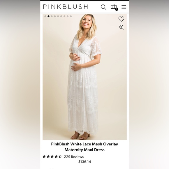 PinkBlush White Lace Mesh Overlay Maternity Maxi Dress - Picture 3 of 5
